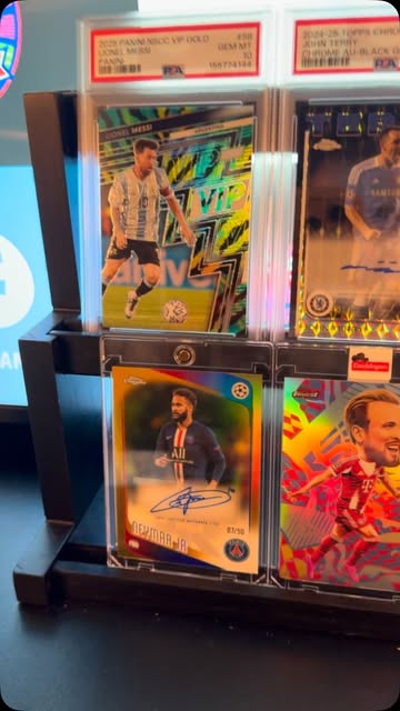 Football card being pulled from a pack on stream